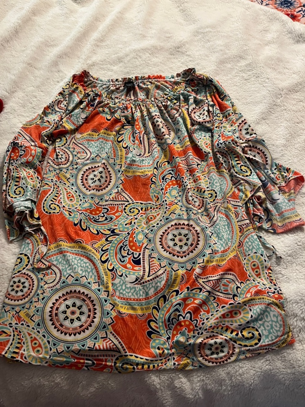 WinWin Orange Paisley Off-Shoulder Tunic